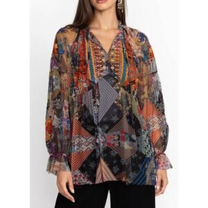 NWT Johnny Was Ilyana Mesh Blouse w/ Slip Sz XL